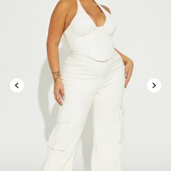 Fashion Nova Pants - After Party Winter White Faux Leather Pants Set- Top 1X, Bottom 2X!